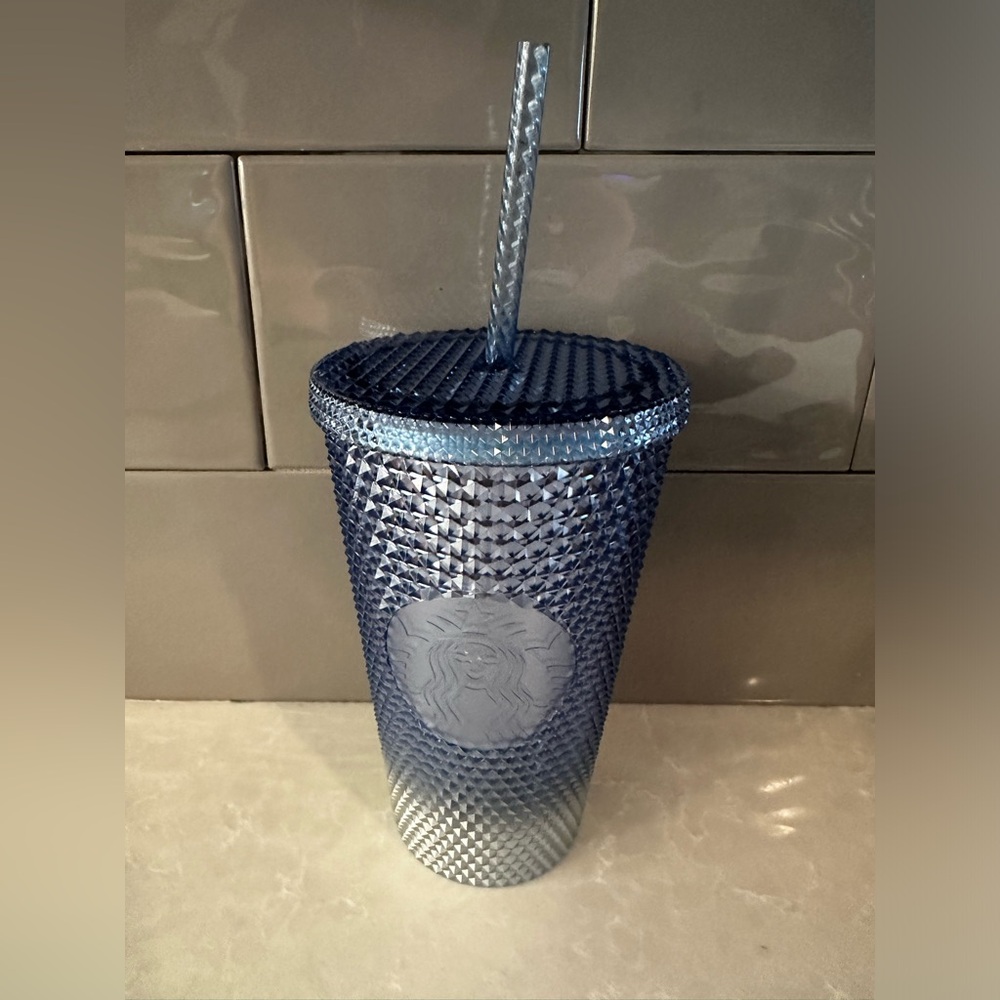 New With Tags Starbucks 16oz 2023 ICICLE Blue Ombre Gradient Studded Tumbler Cup